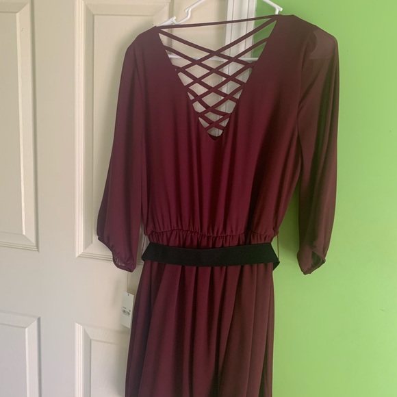 COPY - Macy Burgundy Dress - Picture 2 of 2